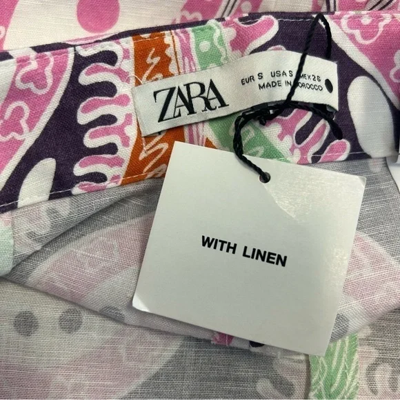 Zara paisley multicoloured printed retro bohemian flare pants - Picture 7 of 15